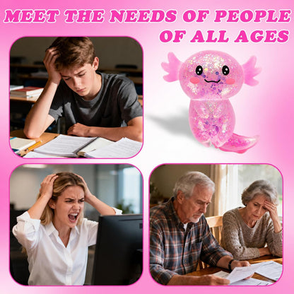 Axolotl Squishy Stress Ball, Soft TPR Slow Rising Squeeze Toy, Cute Axolotl Fidget Toy for Stress Relief, Anxiety Calming Sensory Toy for Kids Adults(Pink Long Tail Axolotl)