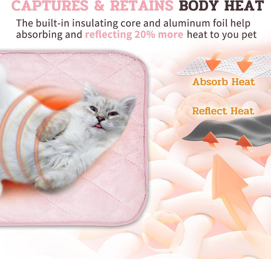 NWK Fluffy Self Warming Cat Mat, Cat Blanket, Thermal Dog Mat, Washable, Non-Slip Bottom for Sofa & Crate & Kennel & Car Seat (Blush Pink, X-Large (45'' X 28'' X 0.4''))