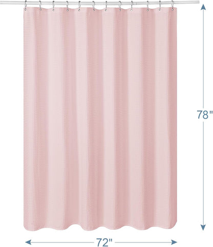 AmazerBath Waffle Shower Curtain, Blush Pink Shower Curtain Fabric 78 Inches Long with Waffle Weave, Heavy Duty 240GSM Hotel Quality, Bathroom Shower Curtains, 72 x 78 Inches