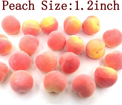20Pcs Fake Artificial Fruit Small Lifelike Artificial Faux Peach Party Decor Ornament, Simulation Display Foam Realistic Peach Model for Home Kitchen Themed Tabletop Decor Photography Props