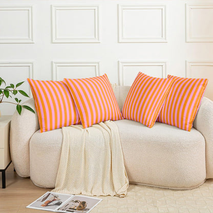 Feelyou Kids Pink Orange Throw Pillow Covers 24 x 24-Inch Set of 2 Abstract Decor Pillowcase for Boys Girls Teens Bedroom Decor Stripes Cushion Case Soft Microfiber Women Men Geometric Indoor Outdoor