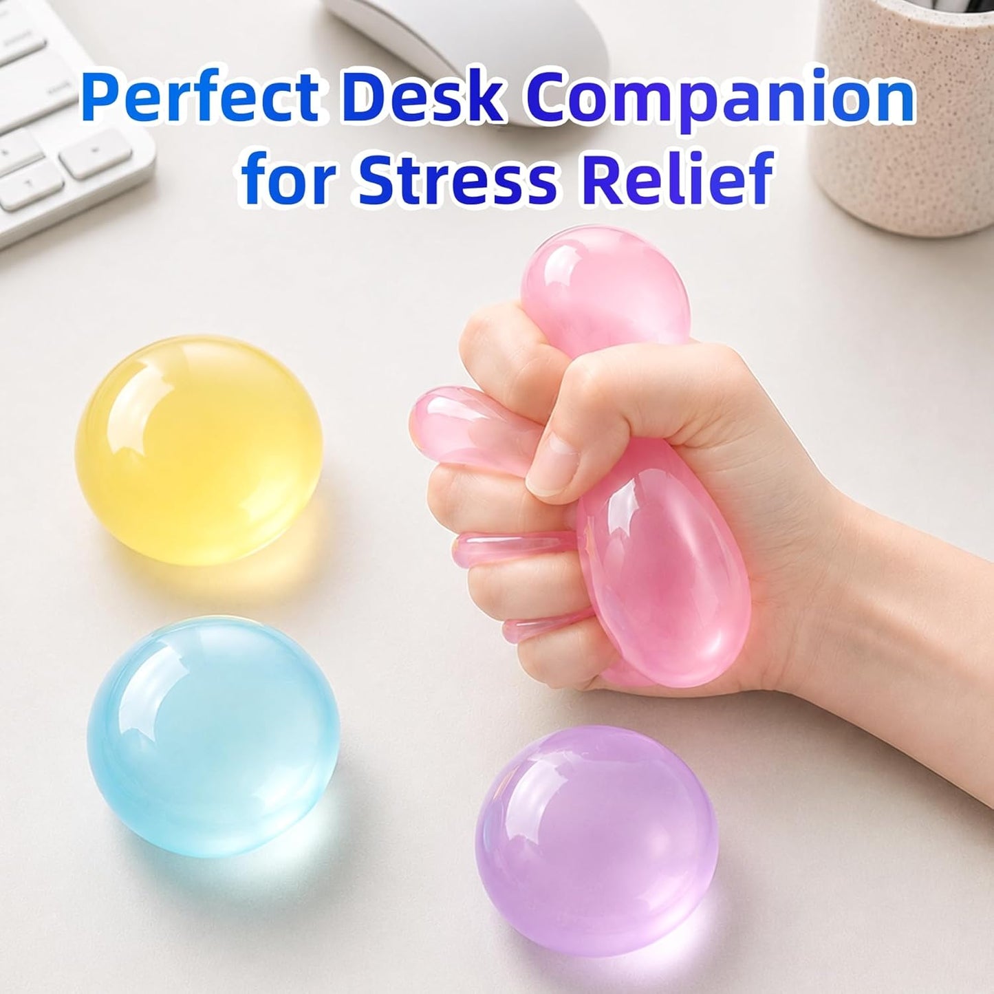2 PCS Coconut Oil Squishy – Formable No-Rebound Stress Relief Balls, Sensory Fidget Toys for Study Work & Relaxation, Calming Desk Decor Anxiety Relief Gifts for Kids & Adults(Blue+Pink)