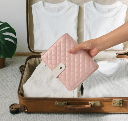 Travel Jewelry Case Organizer PU Leather Jewelry Storage Book Ring Binder with Zipper Velvet Jewelry Pouches Bags for Rings,Necklace,Bracelet - Pink