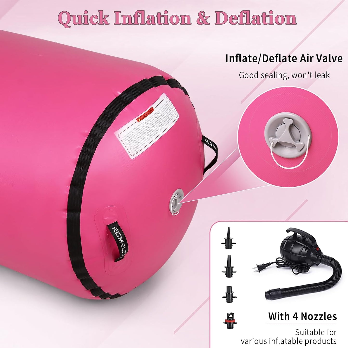 Air Roller Tumbling Barrel Back Somersault Backbend Trainer for Inflatable Gymnastics Springboard Cheerleading Equipment, with Electric Pump for Yoga Cheerleading Home Gym Use
