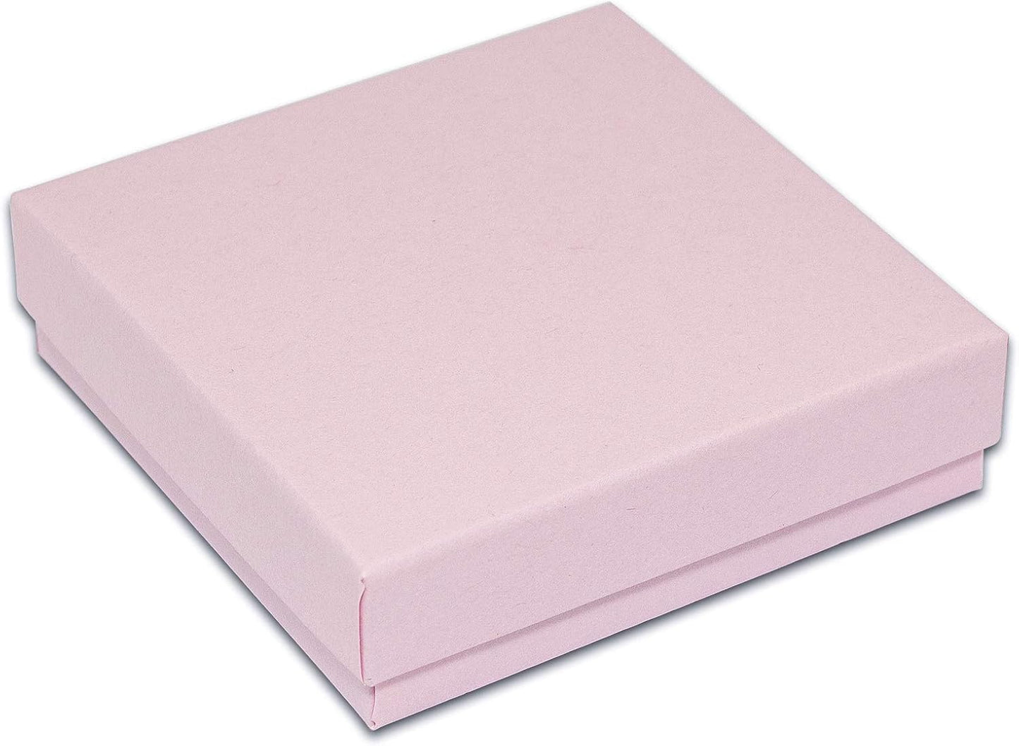 TheDisplayGuys - 25-Pack #33 Cotton Filled Cardboard Paper Jewelry Boxes Gift Case - Pastel Pink (3.5" x 3.5" x 1.0") - for Shipping or Storage