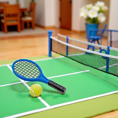Miniature Tennis Racket Set, 1/12 Scale Accessories, Mini Racket Set, Small Tennis (Pink)