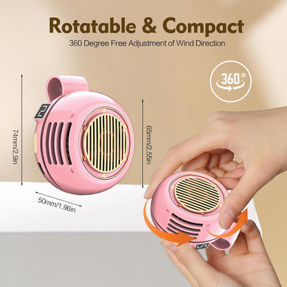 Portable Silent Mini Bladeless Electric Fan,Small fan Clip on for Shirt & Waist,2026 New Mini Bladeless Fan Clip On,Adjustable 3-Speed For Outdoor & Travel & Office,Gift (pink with display)