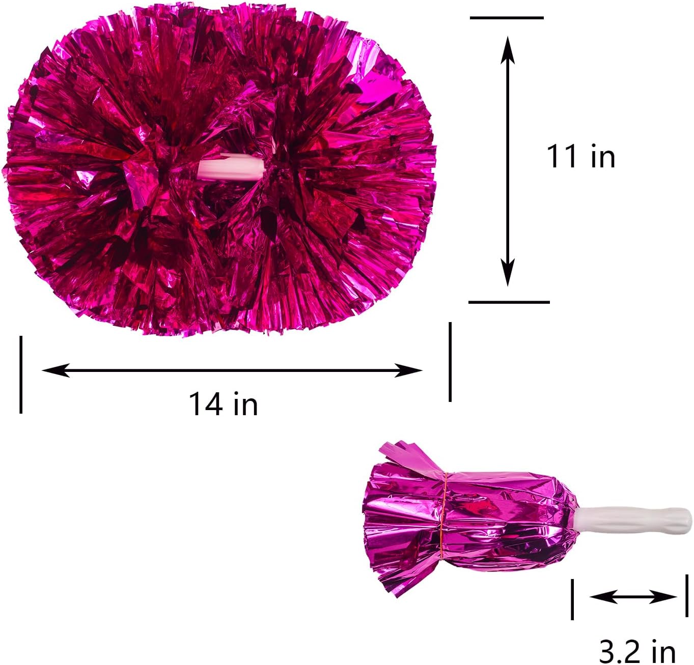 2 Pack Pom Poms Cheerleading, Cheerleading Pom Poms for Girls with Baton Handle, Cheer Pompoms for Sports Team Spirit Cheering, Pompoms Cheerleader Kids