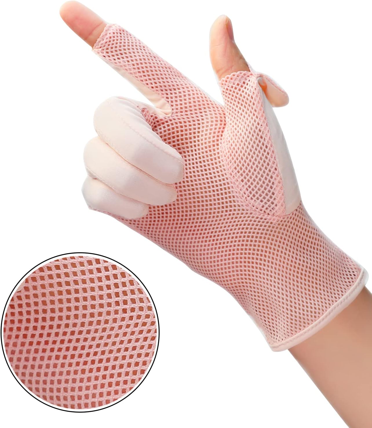 Holiberty Ladies Sun Protection Fingerless Gloves Summer Mesh Silky Cooling Women UV Driving Mittens Touchscreen Golf Cycling Gloves