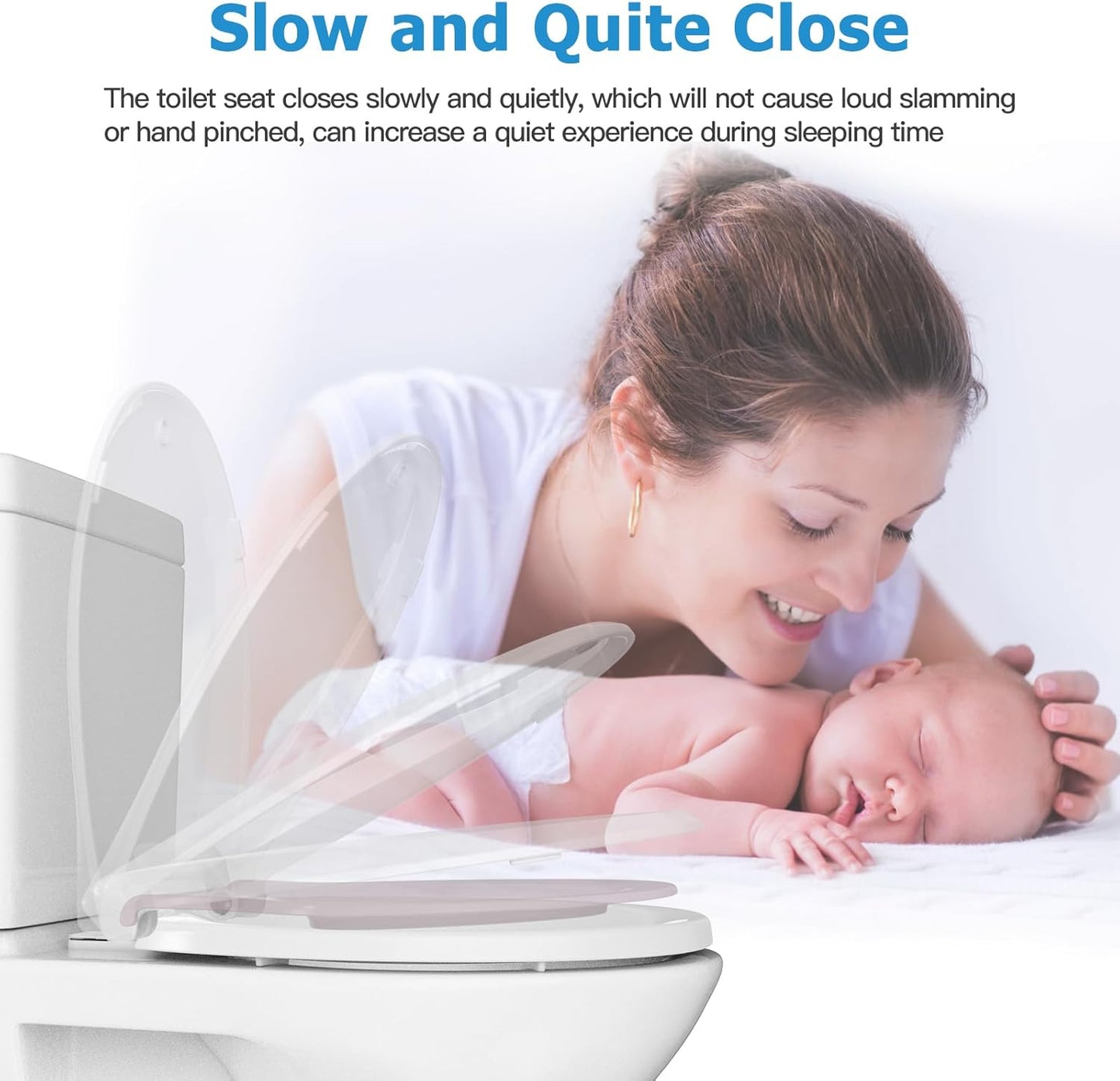 Toilet Seat, Elongated Toilet Seat with Toddler Seat Built in, Potty Training Toilet Seat Elongated Fits Both Adult and Child, with Slow Close and Magnets- Elongated White and Pink