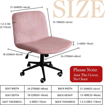 NICEEC Criss Cross Chair Cover Armless Office Dorm Desk Chair Covers Vanity Chair Covers Computer Mid Back Wide Seat Chair Without Arms Protector Spandex Stretch Slipcover Pink(No Chair Only Cover)