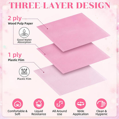 Novabright Nail Arm Rest with 50 Disposable Manicure Mats, Foldable PU Leather Hand Cushion and 3-Ply Absorbent Table Pads with PE Backing, Nail Tech Supplies for Salon Desk(Pink)
