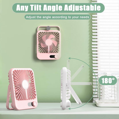Portable Fan Rechargeable, Small Desk Fan Quiet, 180°Tilt Adjustable Personal Fan for Sleeping, Battery Operated, 100 Speeds, Table Fan for Bedroom Office Home Outdoor, Pink