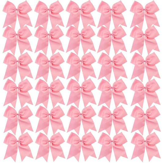 30PCS 8" Large Cheer Bows Hair Bows Ponytail Holder Handmade for Girls Teens Softball Cheerleader Sports (Light pink)