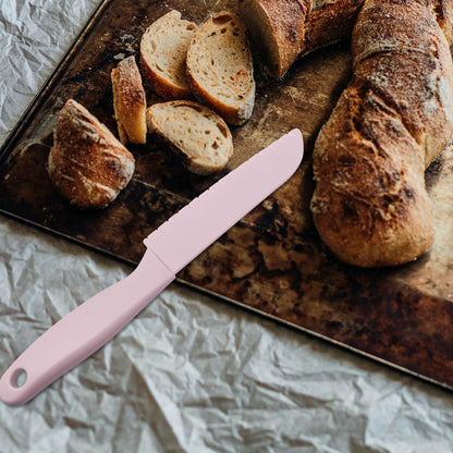 2Pcs pink Lettuce Knife Cutter Set,Professional kitchen Cooking plastic Serrated knife for Veggies, Salad,Fruit,Cake, Bread and More