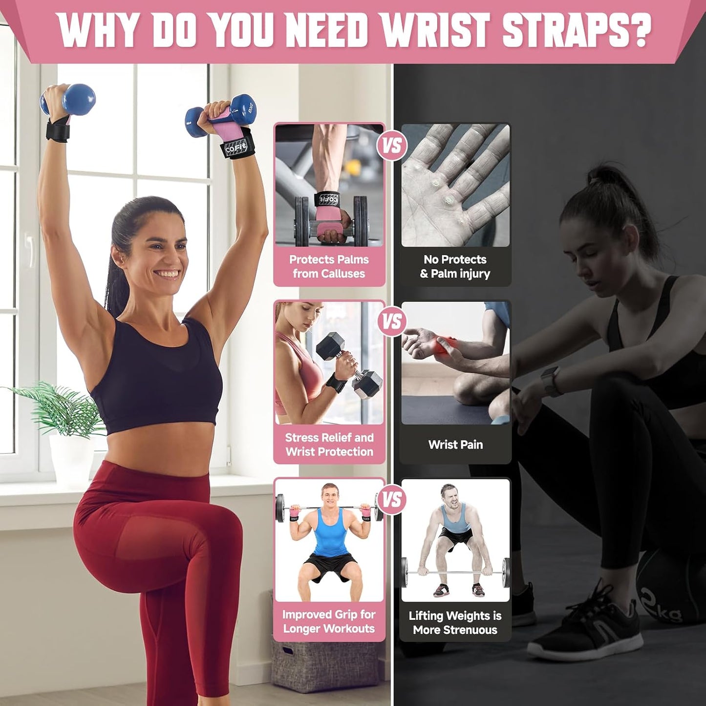 COFIT Wrist Straps for Weightlifting, Workout Wrist Wraps with Dual-Layer Oxford Leather, Enhanced Grip for Optimal Hand and Wrist Protection, Gym Lifting Straps for Deadlift and Powerlifting