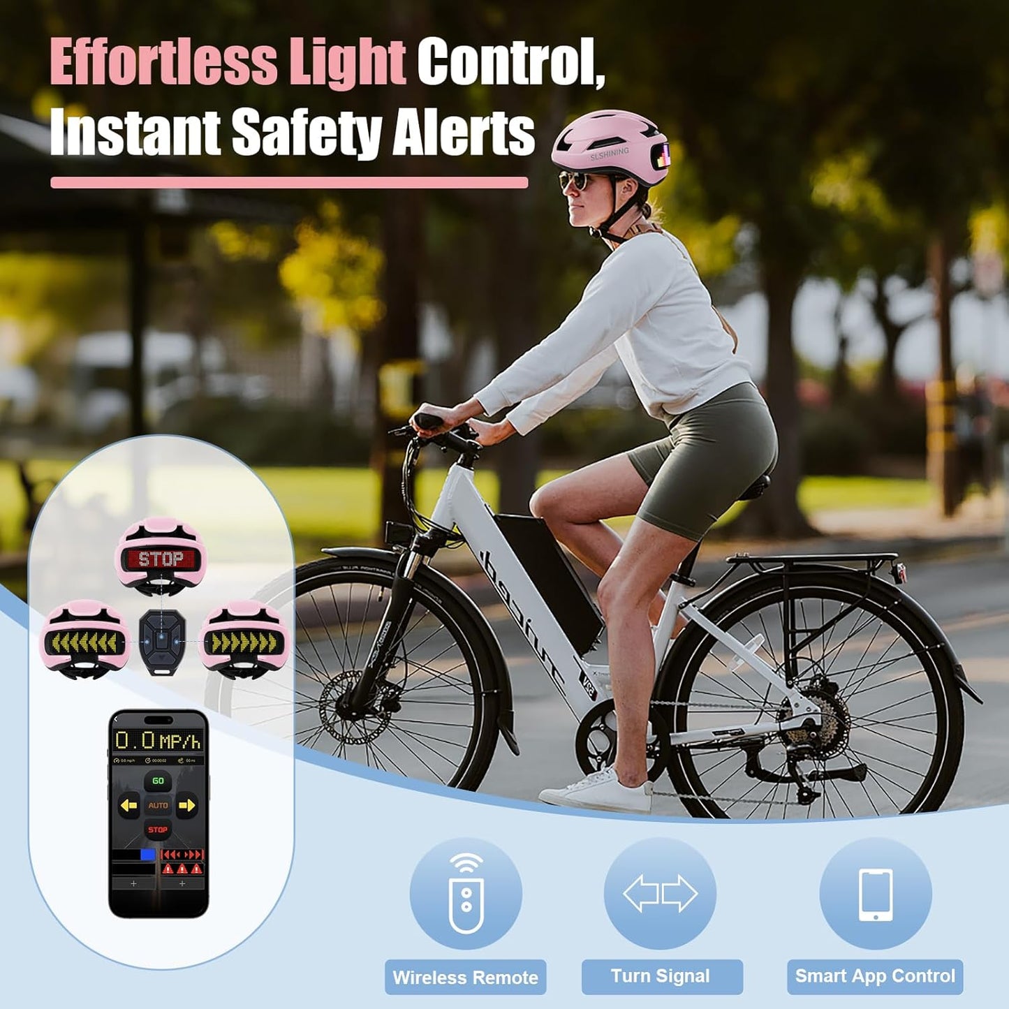 Bike Helmet, Bicycle Helmets with Light, 360° High Visibility LED Display, Lightweight Adjustable Mountain Bike Helmet with Turn Signals, Smart APP Controlled, Helmets for Adults, Youth, Men & Women