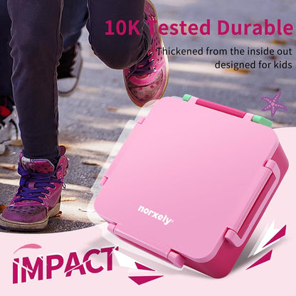 Kids Bento Box for Thermos, [Large Capacity] Insulated Lunch Box Kids with 4 Compartment for Ages 3+, Drop-Proof & Dishwasher Safe Lunchbox Container Pink