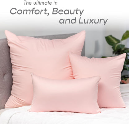 PILLOWY 20" x 20" Throw Pillow - Cream Peach: 1 PCS Luxurious Premium Microbead Pillow with 85/15 Nylon/Spandex Fabric. Forever Fluffy, Outstanding Beauty & Support. Silky, Soft & Beyond Comfortable