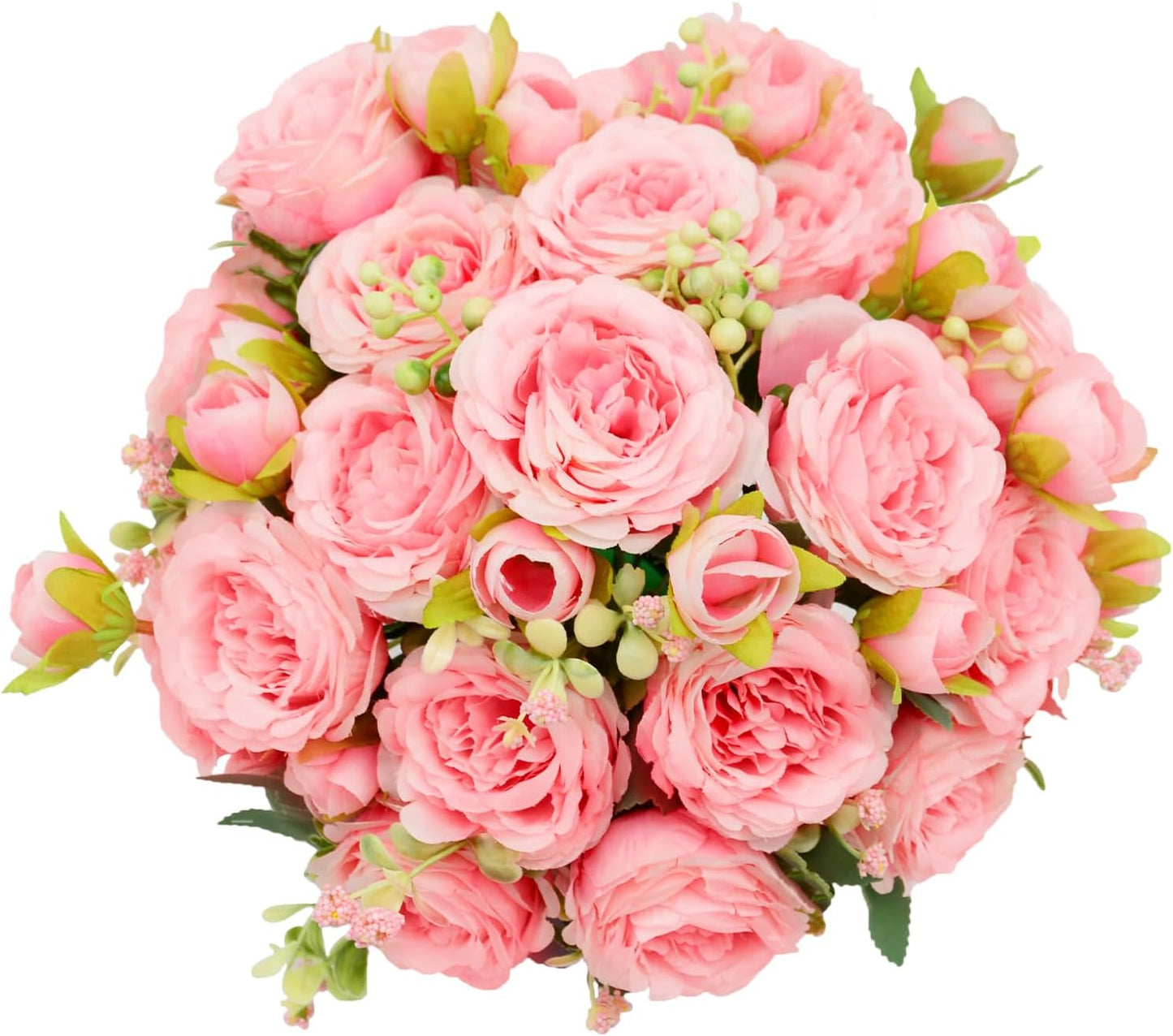 2 Pack Artificial Flowers Bouquet, 10 Pcs Austin Roses Silk Flowers Heads, Fake Peonies Flower for Home Decor Table Centerpieces Wedding Bridal Bouquet Mother's Day Valentine's Day, Pink