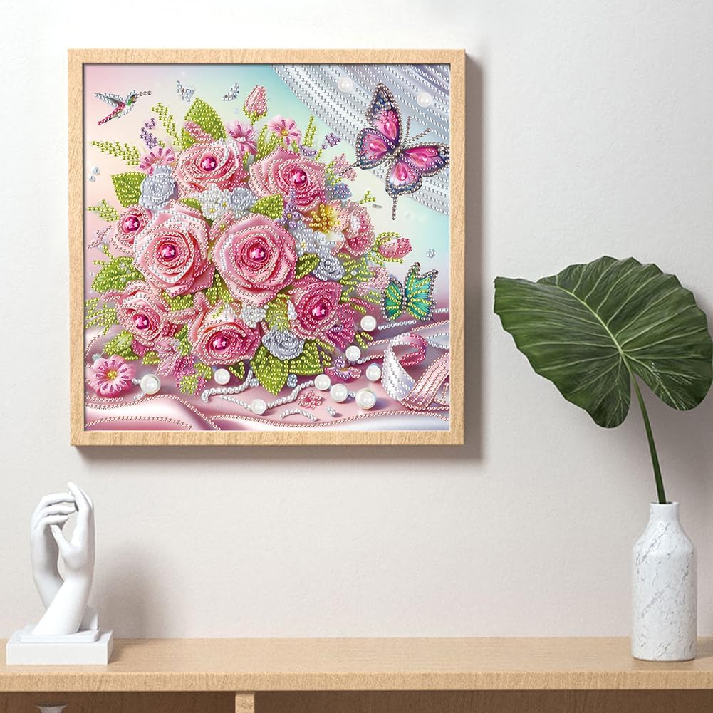 LAKEQUILL 5D DIY Partial Special Shaped Drill Art Painting Kit Flower Decor 30x30cm (AT615)