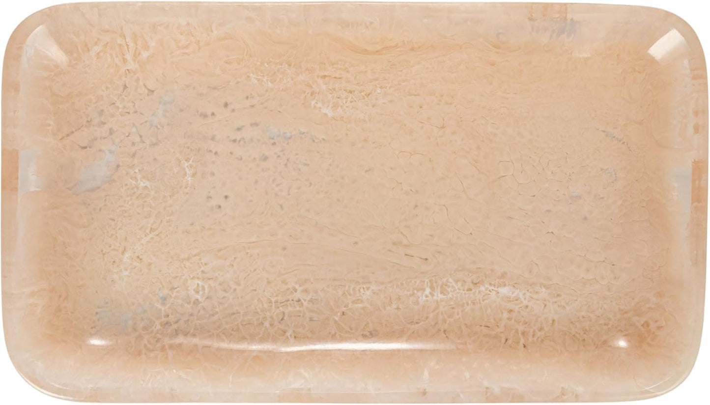 Creative Co-Op Matte Marbled Resin Tray, Blush Pink