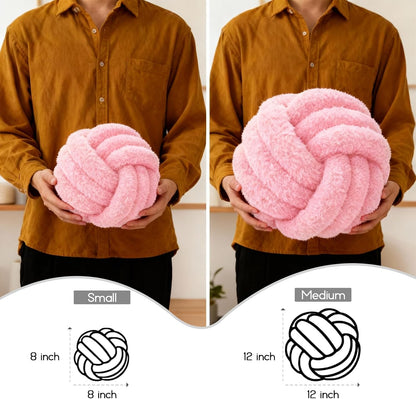 Throw Pillows - Knot Ball Pillow Throw Cushion Home Sofa Decoration Plush Knotted Handmade Round Pillows Pink 8 Inch
