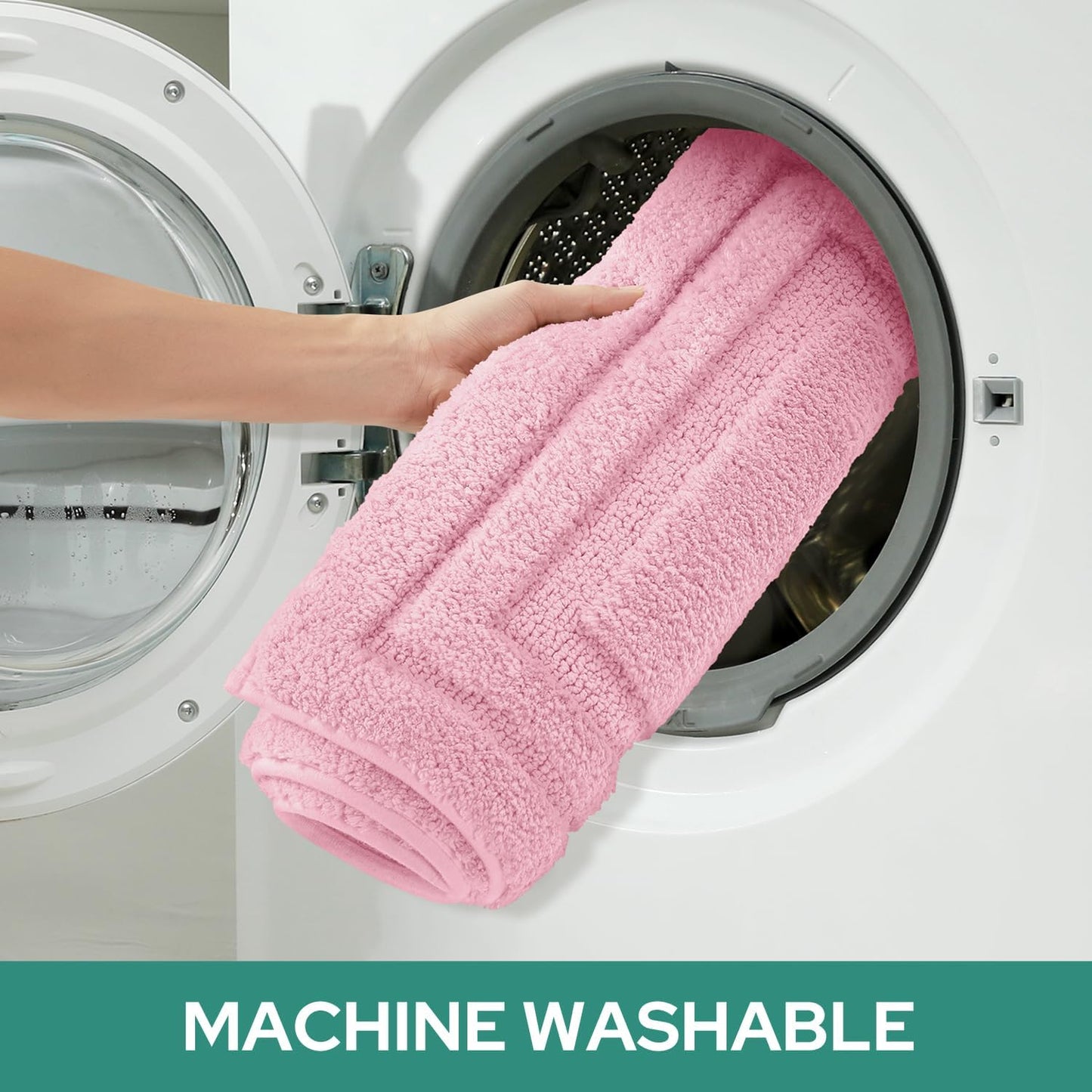 HOMEIDEAS Bathroom Rugs Sets 2 Piece, Super Soft and Absorbent Non Slip Microfiber U-Shaped Toilet Bath Mat Set (20"x32"+U20 x24, Light Pink)