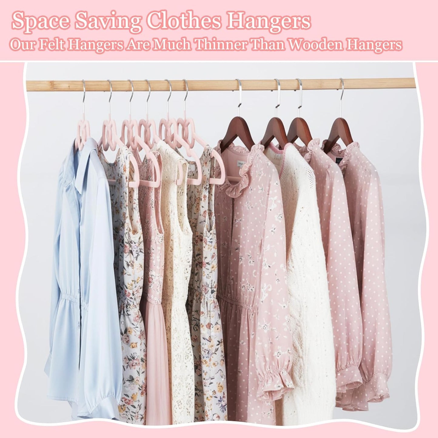 45 Pack Pink Velvet Hangers, 16" Non Slip Velvet Clothes Hanger Ultra Slim Felt Hanger with 360 Degree Swivel Hook Space Saving for Coats Jacket Shirts Dress