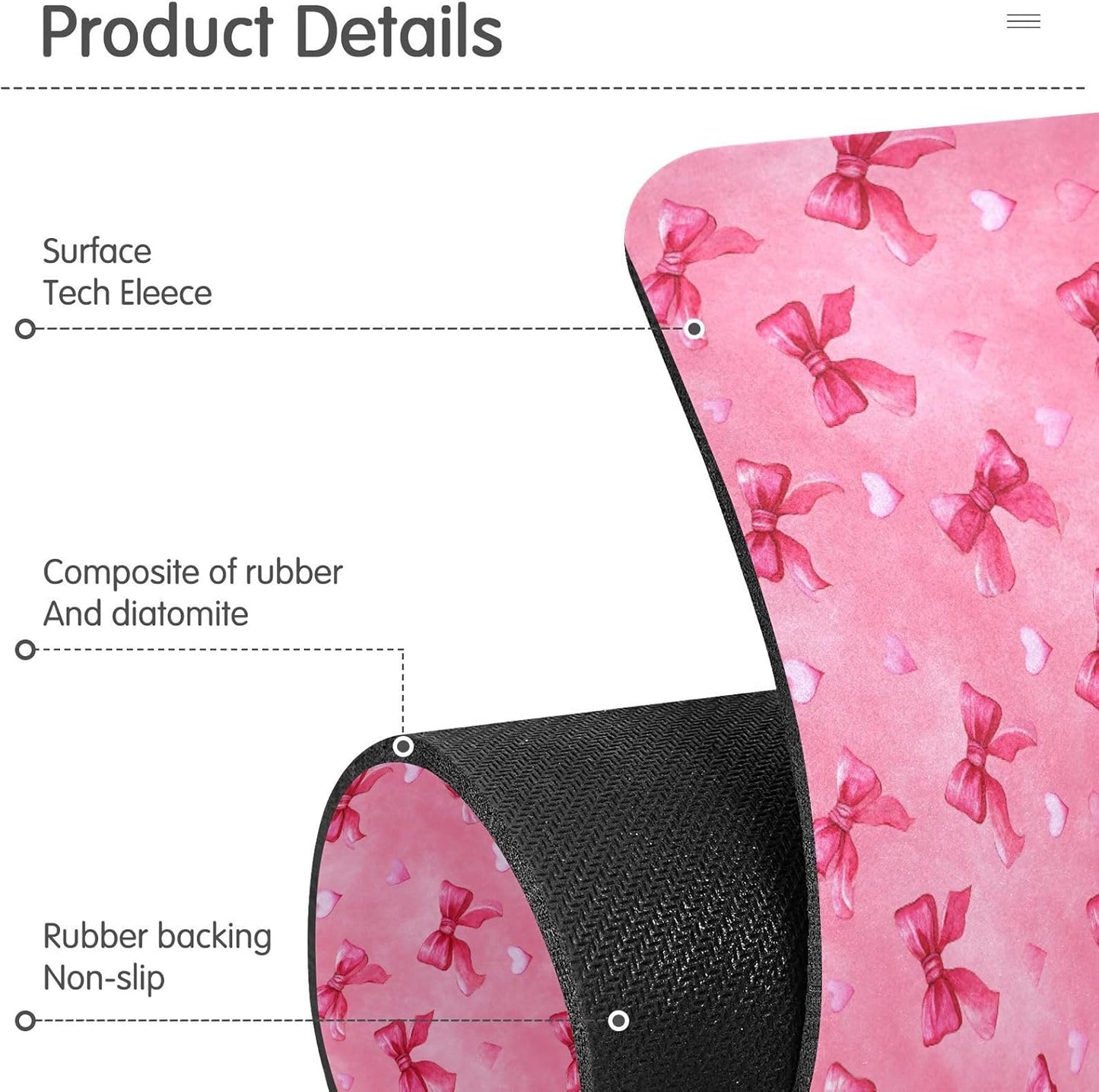 Light Pink Bows Hearts Valentines Faucet Drying mat Silicone Kitchen Faucet Mat Sink Splash Guard Drip Catcher Dish Soap Sponge Holder for Guard Bathroom Farmhouse S