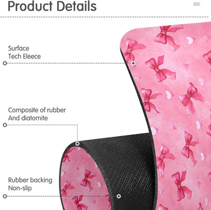 Light Pink Bows Hearts Valentines Faucet Drying mat Silicone Kitchen Faucet Mat Sink Splash Guard Drip Catcher Dish Soap Sponge Holder for Guard Bathroom Farmhouse S