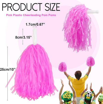 12 Pcs Cheerleading Pom Poms, Cheer Pompoms Bulk with Metallic Foil Handle, Lightweight for Cheerleading, Sports Games, Party Dance Costume Accessories