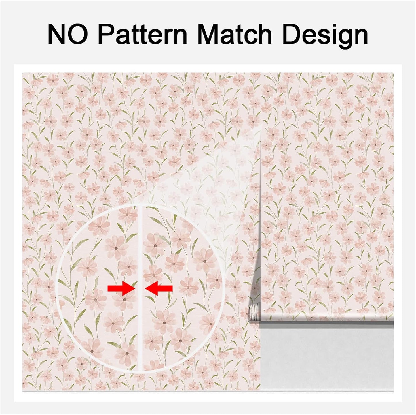 JiffDiff Floral Wallpaper Peel and Stick Pink Daisy Wall Paper Summer Flowers Nursey Room Self Adhesive Contact Paper Stick on Wall Decor for Bedroom Cabinets Bathroom(118" X 17.3", Pink Floral)