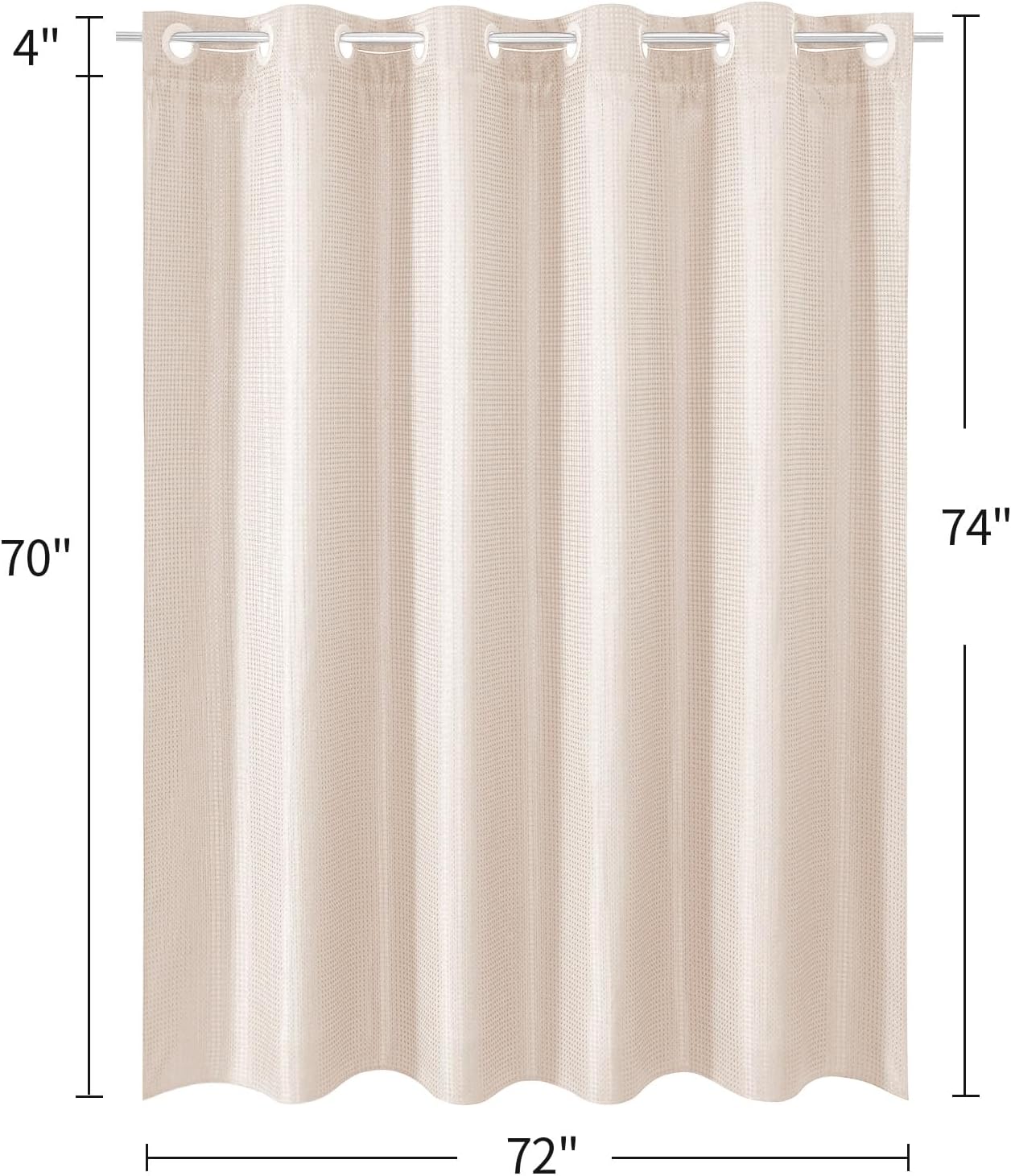 MitoVilla No Hooks Needed Pink Waffle Shower Curtain Liner Set, Modern Waffle Weave Heavy Duty Fabric Cloth Shower Curtain with Snap-in Liner for Luxury Neutral Hotel Spa Bathroom Decor, 72 x 74