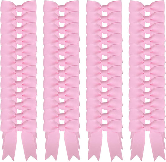 Meseey 50 Pcs 3 Inches Light Pink Grosgrain Ribbon Twist Tie Bow Pretied Premade Craft Bows for Treat Bags Gift Wrapping Basket Wedding Baby Shower Brithday Valentine's Day Christmas Party