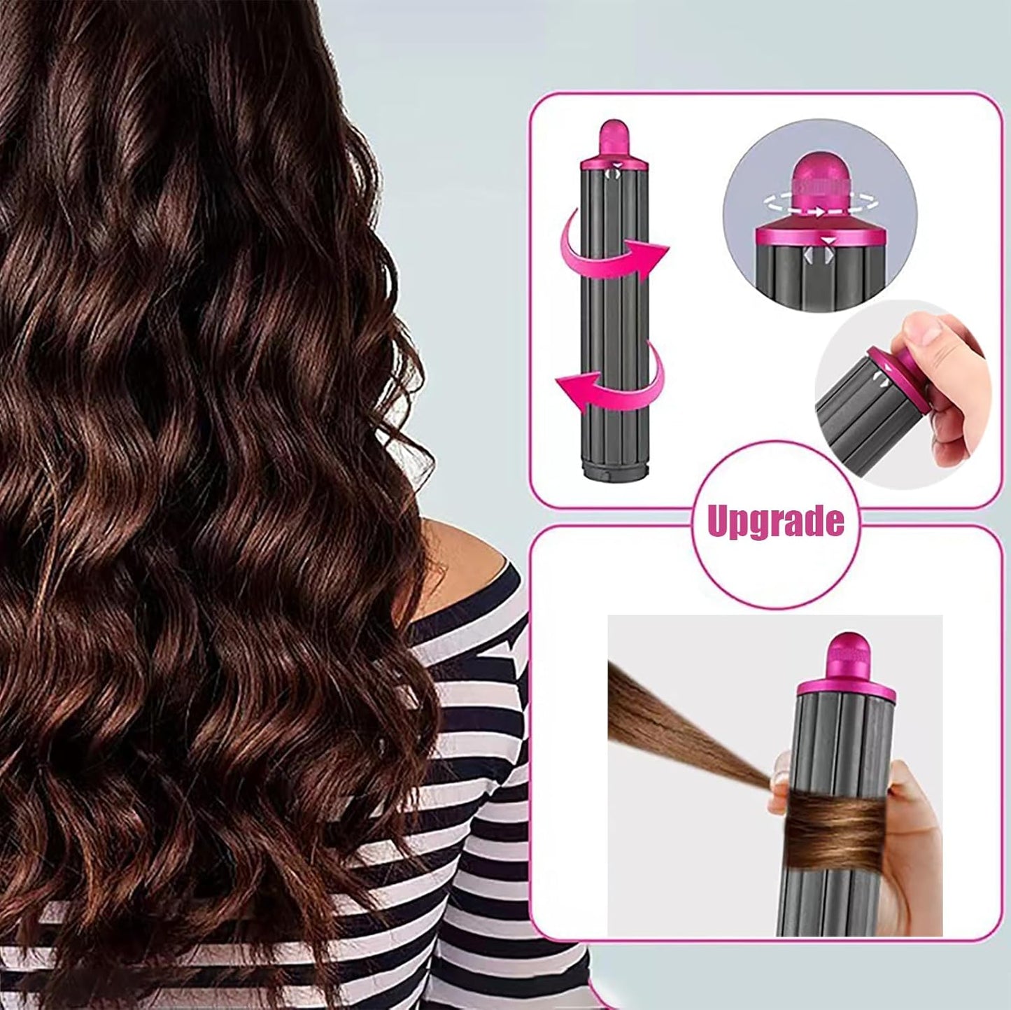 40mm/1.6" Long Barrel Attachment for Dyson Airwrap Compatible - Adjustable Bidirectional Curling, Heat-Resistant Material, Instant Use for Voluminous (Curling Iron Pink 40mm)