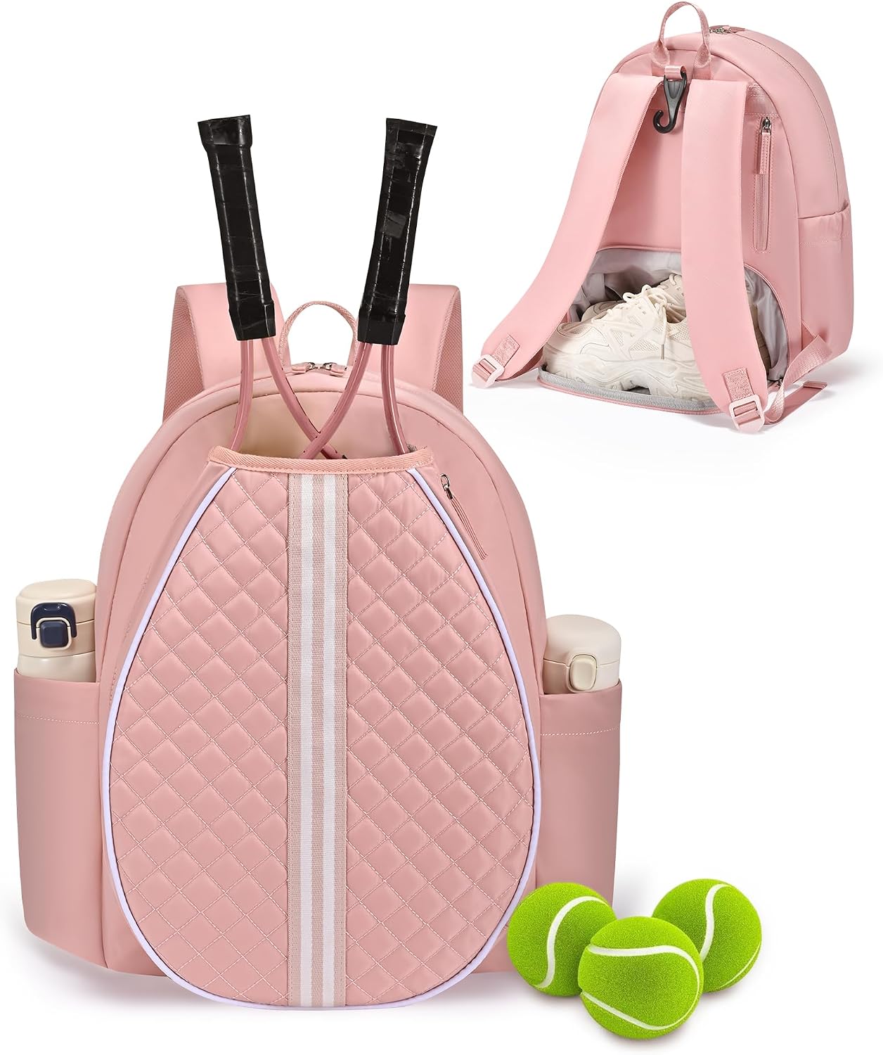 Sucipi Tennis Bag, Quilted Tennis Sling Crossbody Backpack, Water Resistant Tennis Racket Bags for Women Men, Suitable for Pickleball Tennis Badminton