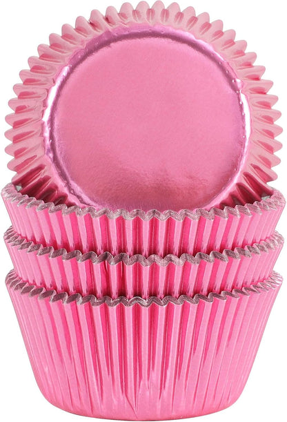 Gifbera Standard Pink Foil Cupcake Liners Wrappers Baking Cups for Baking 100 Count, Pink