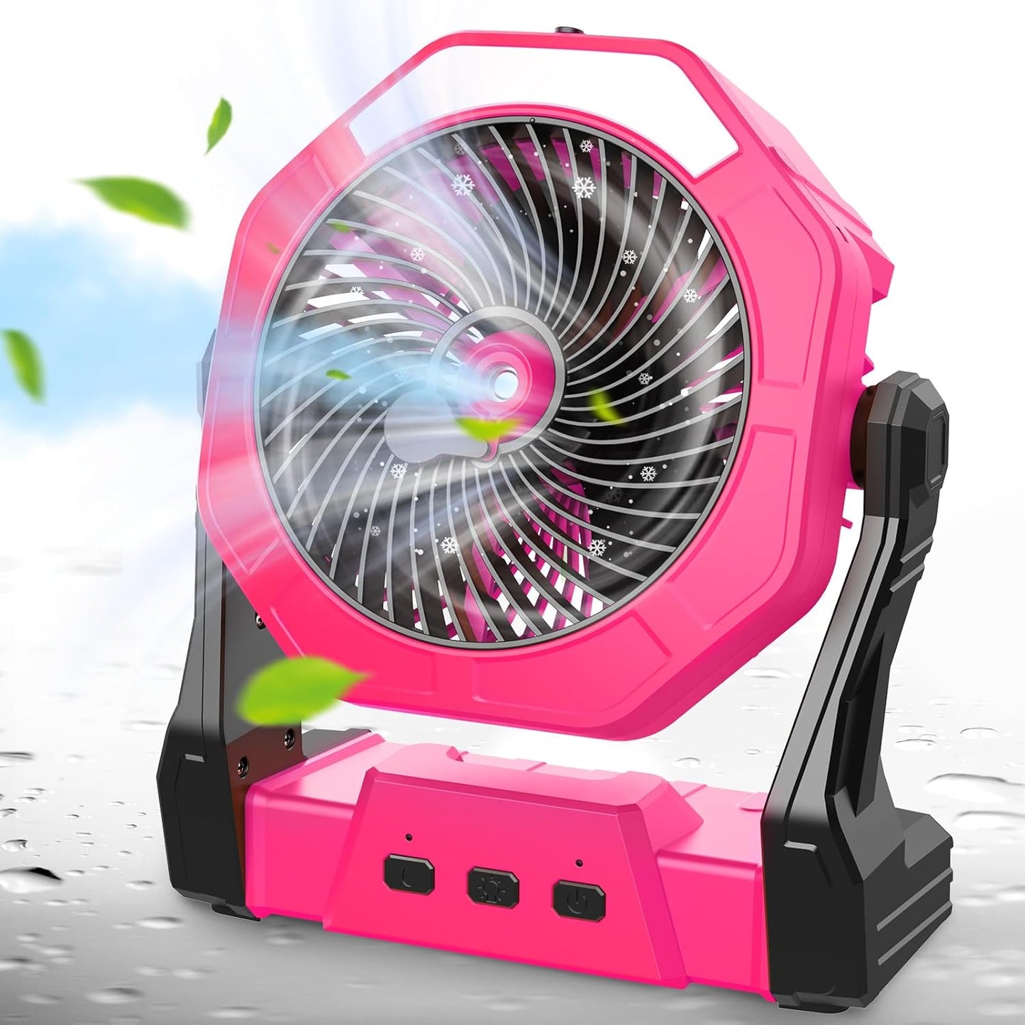 Ausic Portable Misting Fans, [Max 35H Runtime] Pink Outdoor Cooling Fan for Patios, 8 Inch Battery Operated Rechargeable Fans, Water Spray Fan with LED Light for Pets/Travel Beach Camping Essential