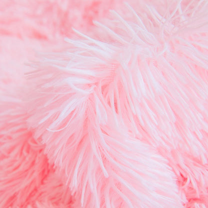 Pink Fluffy Faux Fur Throw Pillow Covers 18"x18", Shaggy Plush Fuzzy Furry Decorative Pillowcase Set for Sofa, Bedroom, or Living Room