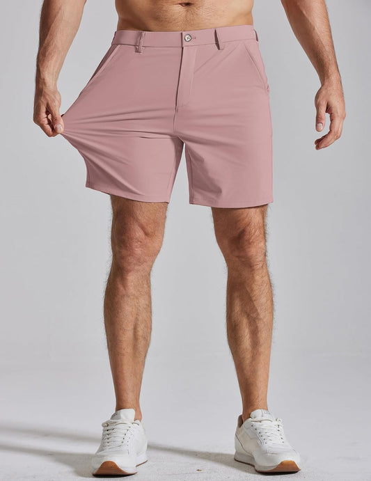 COOFANDY Men's Casual Shorts 7" Stretch Golf Shorts with 4 Pockets Quick Dry Lightweight Shorts Dress for Hiking Work