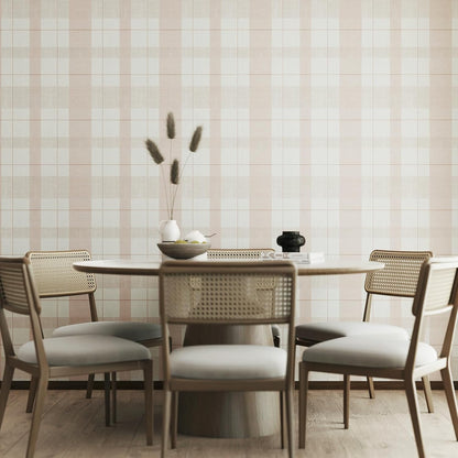 Timeet Modern Peel and Stick Wallpaper Pink Boho Contact Paper Plaid Wallpaper Waterproof Self Adhesive Removable Textured Wall Paper for Bedroom Bathroom Cabinets Wall Decor Vinyl 17.3" x 80"