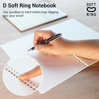 Kokuyo Spiral Notebook Journal, 4 Pack Campus B5 Soft Ring Notebooks with Dotted A 7mm Rule, 40 Sheets, Aesthetic 1 Subject Notebook in Blue Pink Yellow Green, College Office Note Taking