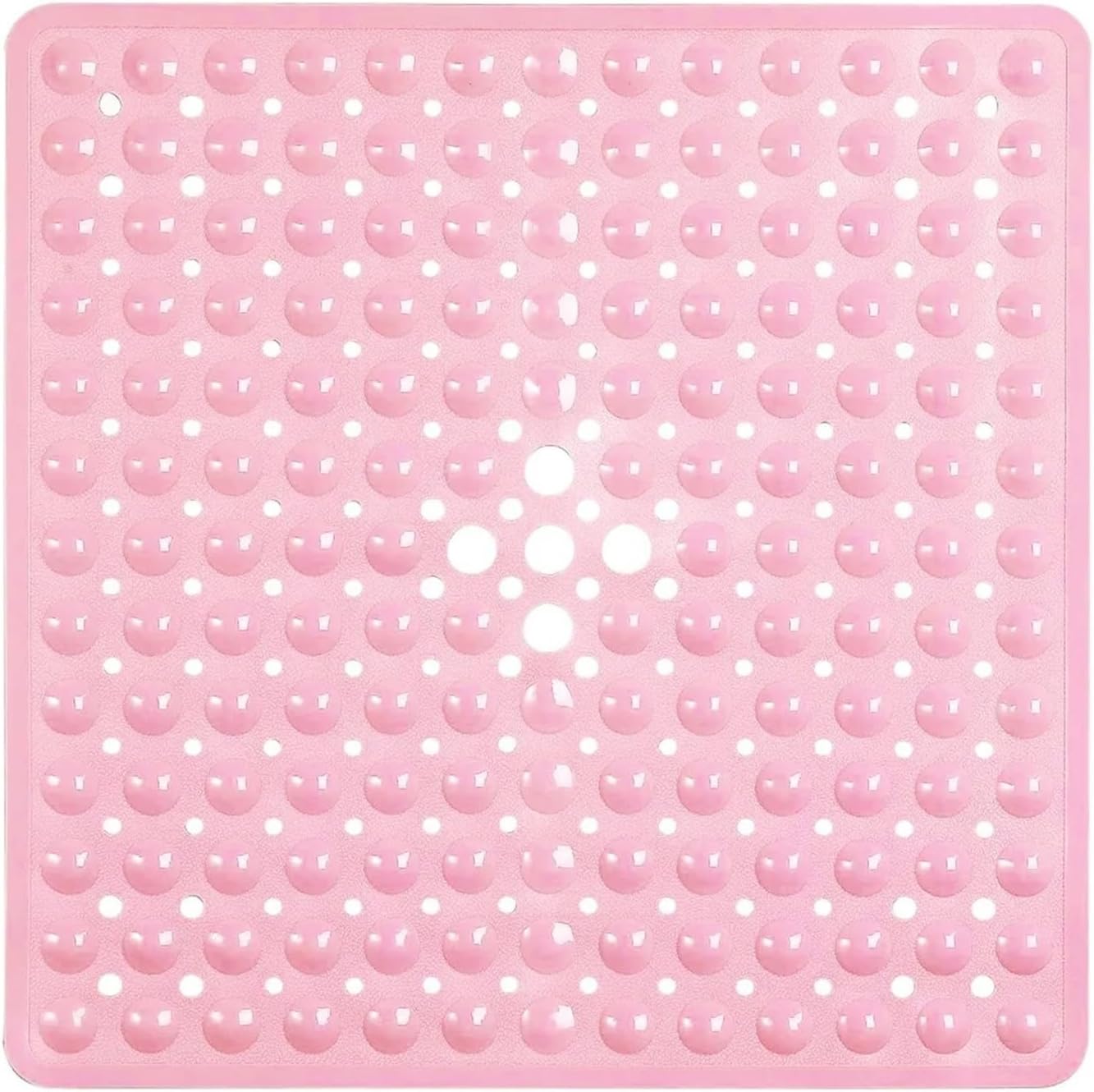 53x53cm Shower Mat Suction Cup PVC Anti Slip Bath Square Floor Pad Non Safety for Bathtub Bathroom Carpet(1x Pink)