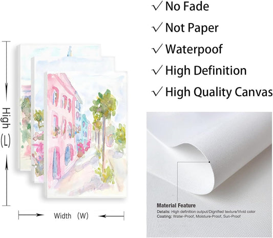 RVETNGVM 3Pcs Pink Watercolor Posters Aesthetic Wall Art Preppy Posters Pictures Pastel Pink Trendy Watercolor Wall Decor for Church Street Dorm Decor For College Girls Unframed 12"X16"