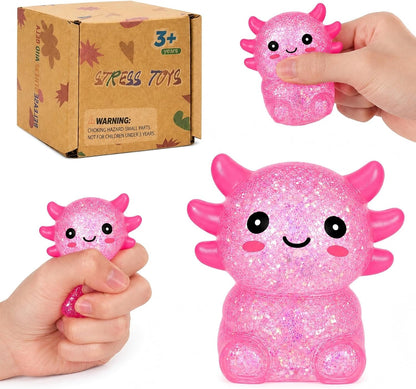 Squishy Toys Axolotl Squeeze Toy, Soft Sensory Squishy Toys for Stress Relief and Autism Support, Slow Rising Handheld Squishy Toys for Boys Girls Age 3+ (Pink)