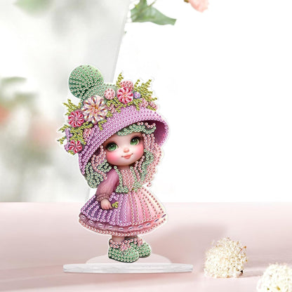 MVVMTOP Diamond Art Painting Tabletop Decoration, DIY Pink Doll, 5D Diamond Art Home Desktop Decoration By Number Mosaic Arts Crafts for Home Office Acrylic Tabletop Decor, Christmas Handmade Gift