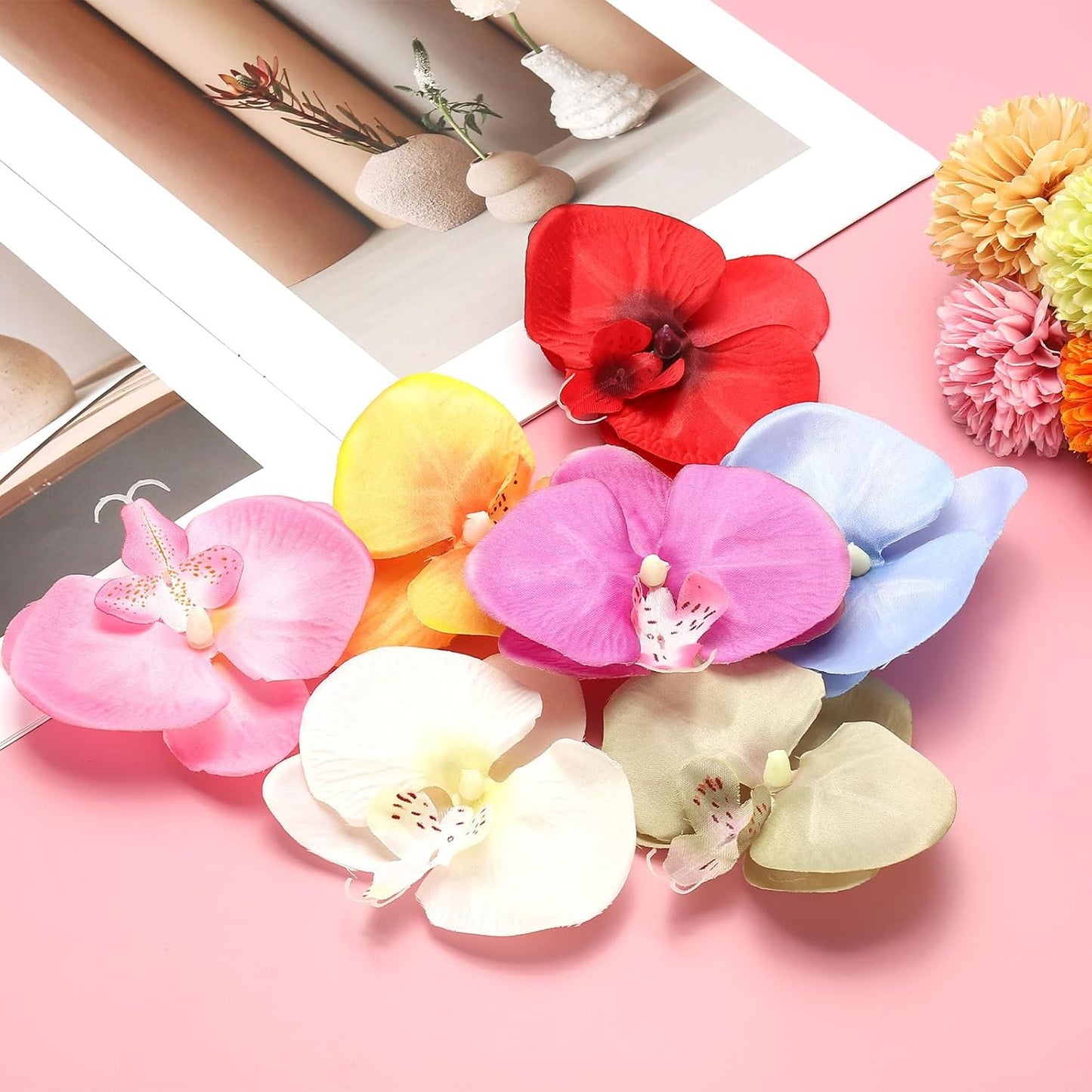 uxcell 10 Pcs Artificial Orchid Flower Heads, Fake Butterfly Orchid Heads Bulk Artificial Flowers for DIY Wedding Bouquets Centerpieces Party Home Decorations, Pink