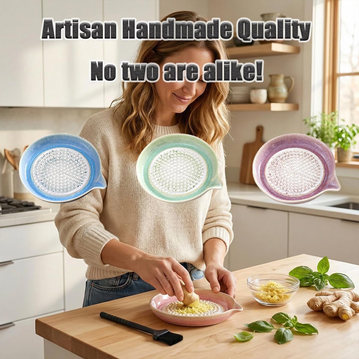 New Gradient Ceramic Grater Plate, Exquisitely Handcrafted Ginger Grater Plate for Chocolate, Fruits, Vegetables, Ginger, Garlic, and Cheese (Pink)