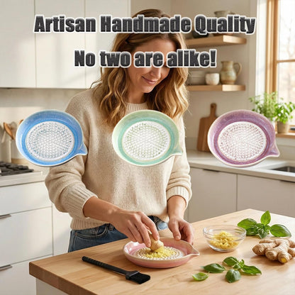 New Gradient Ceramic Grater Plate, Exquisitely Handcrafted Ginger Grater Plate for Chocolate, Fruits, Vegetables, Ginger, Garlic, and Cheese (Pink)